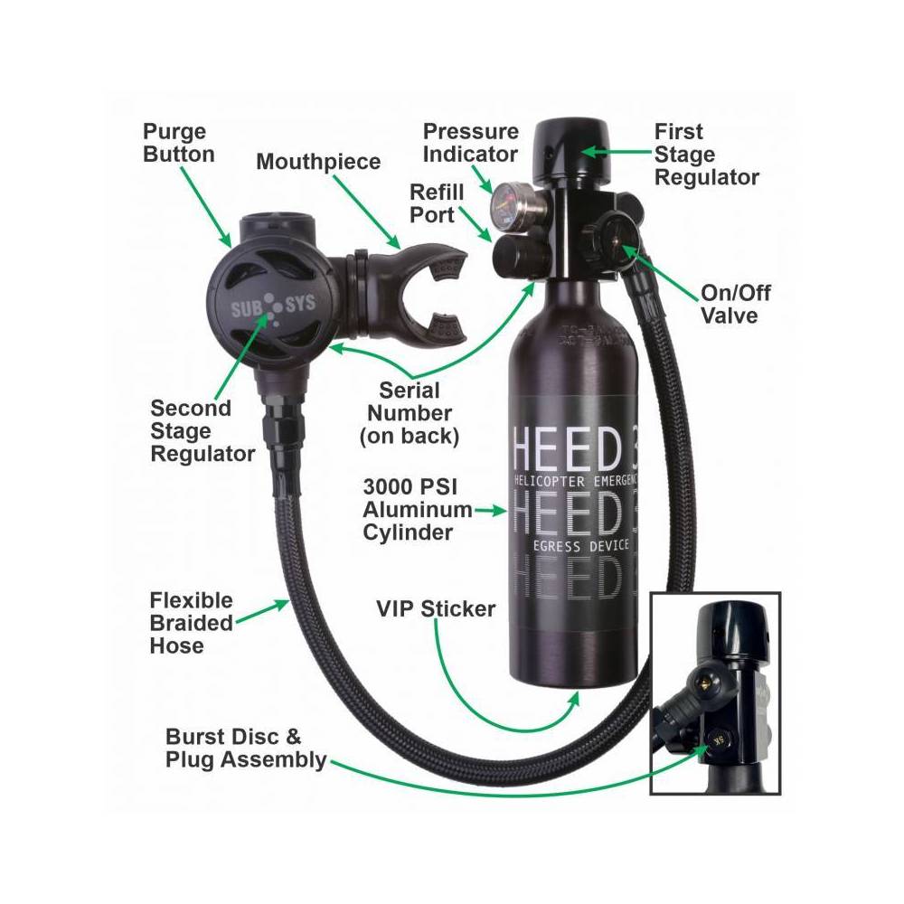 SPARE AIR HEED3 200 kit with hose and 2nd stage regulator|