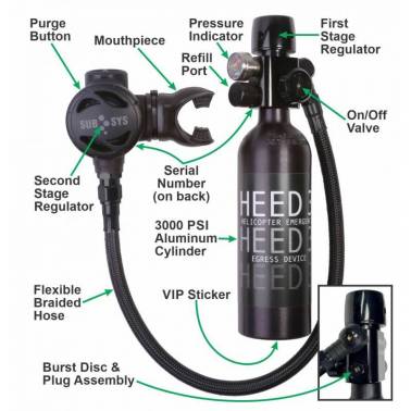 SPARE AIR HEED3 200 kit with hose and 2nd stage regulator|