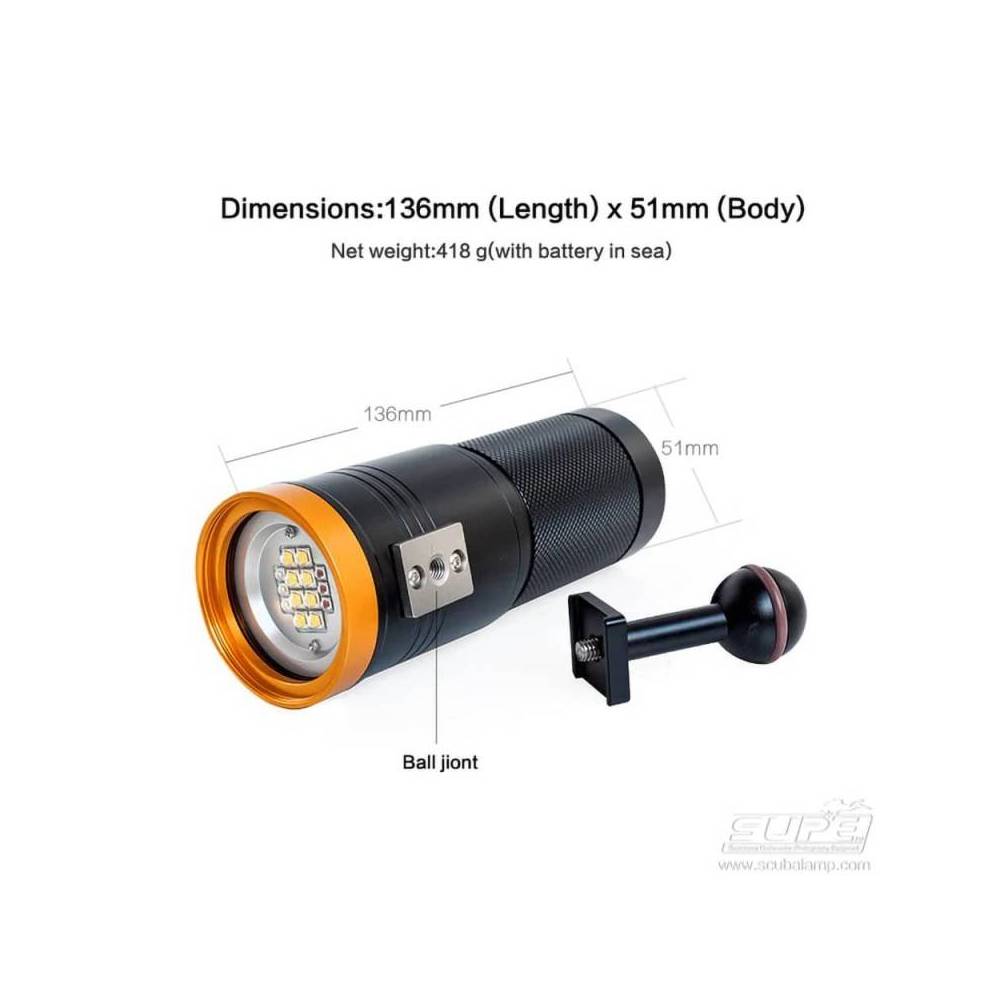 Phare de plongée compact 5000 lumens PV52T SUPE|