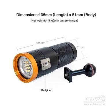 Compact diving light 5000 lumens PV52T SUPE|