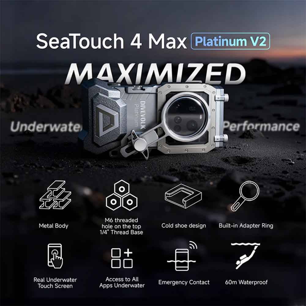 Caisson étanche pour smartphones SeaTouch 4 Max Platinium DIVEVOLK